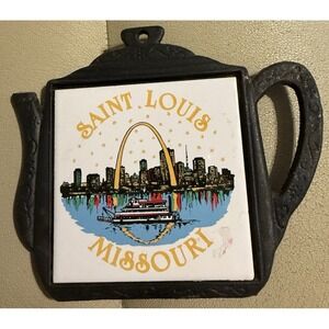 Vintage Cast Iron Trivet Teapot Saint Louis Missouri Arch